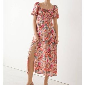 & Other Stories Smocked Puff Sleeve Midi Dress